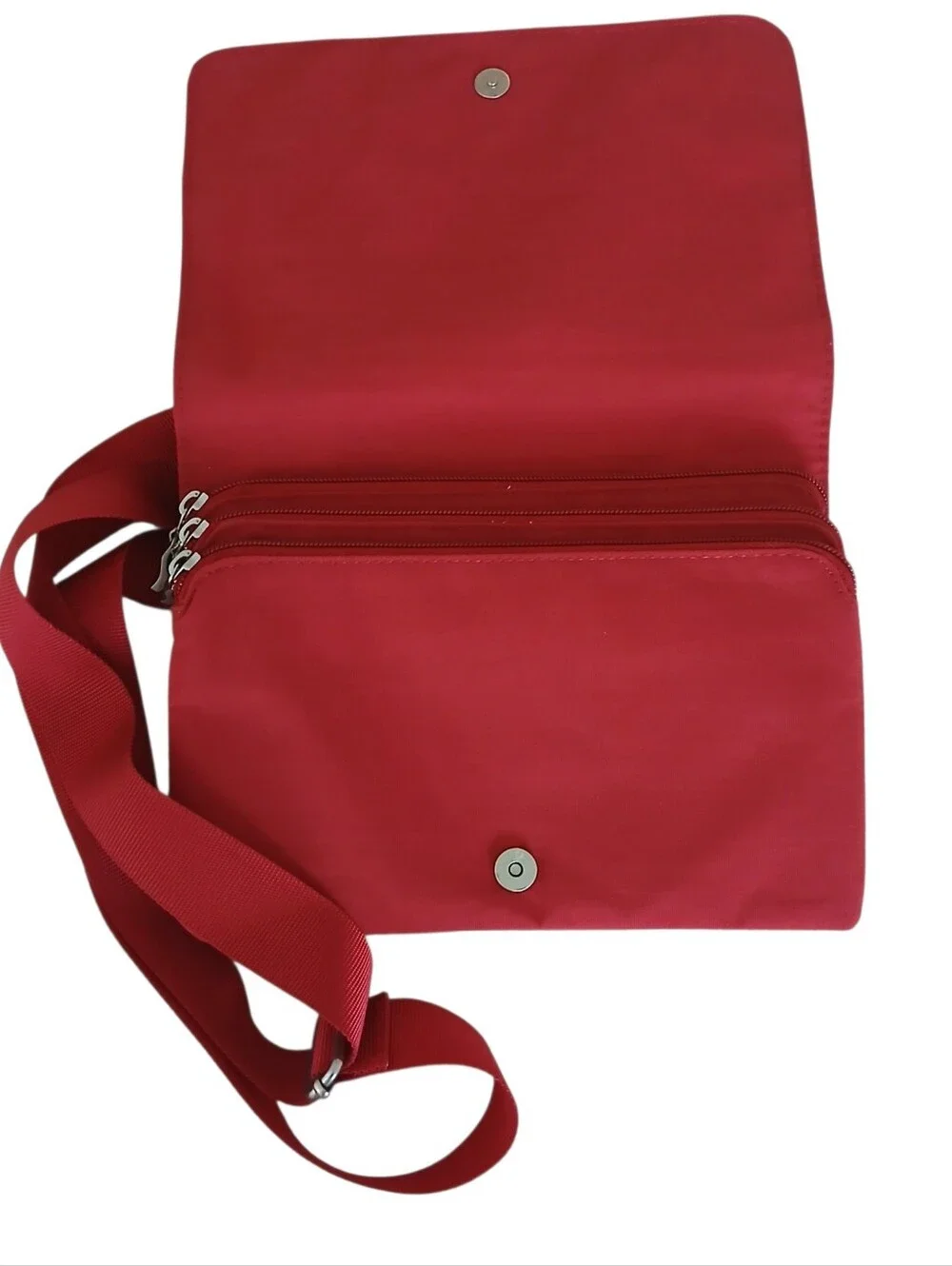 NEW Baggalini Venture Crossbody Nylon Travel Red Foldover Organizer Rugged